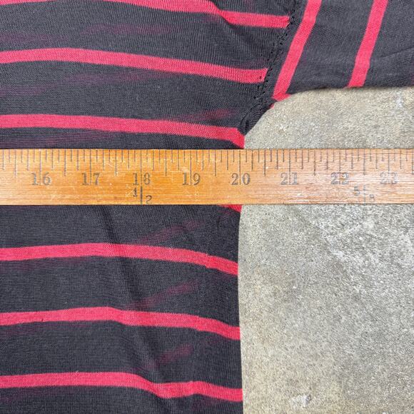 Rag & Bone Women’s Slub Striped Long Sleeve Tee XS Black‎ Red Sheer Knit Top - Picture 10 of 12